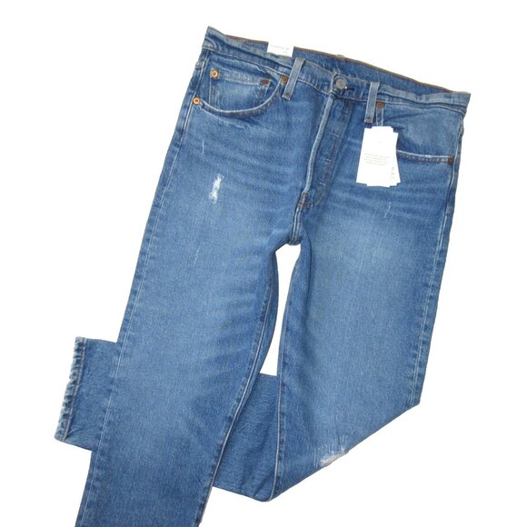NWT Levi's 501 Skinny in Post Modern Blue Heavyweight Stretch Denim Crop Jean 30 - Picture 2 of 8